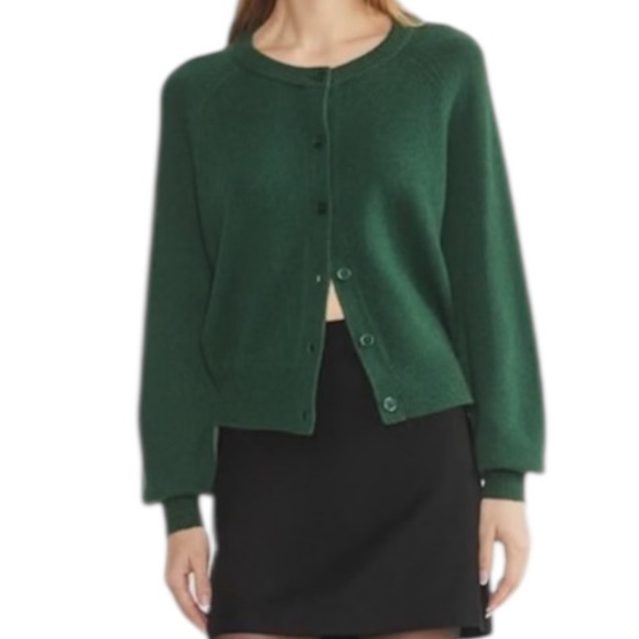 Aritzia Wilfred Wool Cashmere Cardigan Green Button Front Womens Medium Sweater - Picture 3 of 9